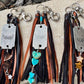 Turquoise and leather purse tassel / keychain handbag tassel / star and heart gemstone tassel