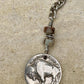 Indian head buffalo nickel keychain with Impression Jasper gemstone