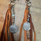 Leather purse tassel Indian head buffalo nickel keychain with Impression Jasper gemstone