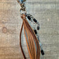 Leather purse tassel with black onyx gemstone / beads and sterling silver star