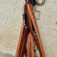 Leather purse tassel with black onyx gemstone / beads and sterling silver star