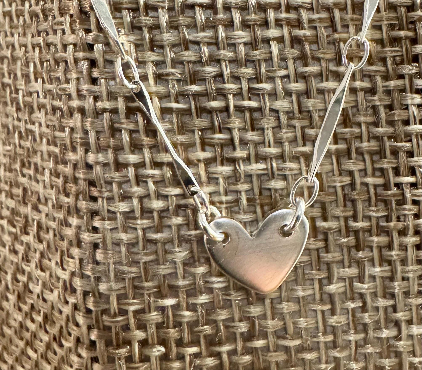 Sterling silver heart charm necklace / tiny connector pendant necklace / monogram personalized necklace