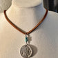 Indian head buffalo nickel on genuine deerskin single leather lace with turquoise gemstone