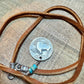 Indian head buffalo nickel on genuine deerskin single leather lace with turquoise gemstone