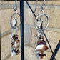 Mother of pearl star gemstone dangle earrings with circle and leaf chain