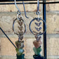 Indian Agate star and heart gemstone dangle earrings with circle and chevron chain