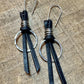 Sterling Silver Circle Leather Drop Earrings, Dangle Earrings, Minimalist Style, Women's Gift