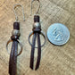 Sterling Silver Circle Leather Drop Earrings, Dangle Earrings, Minimalist Style, Women's Gift