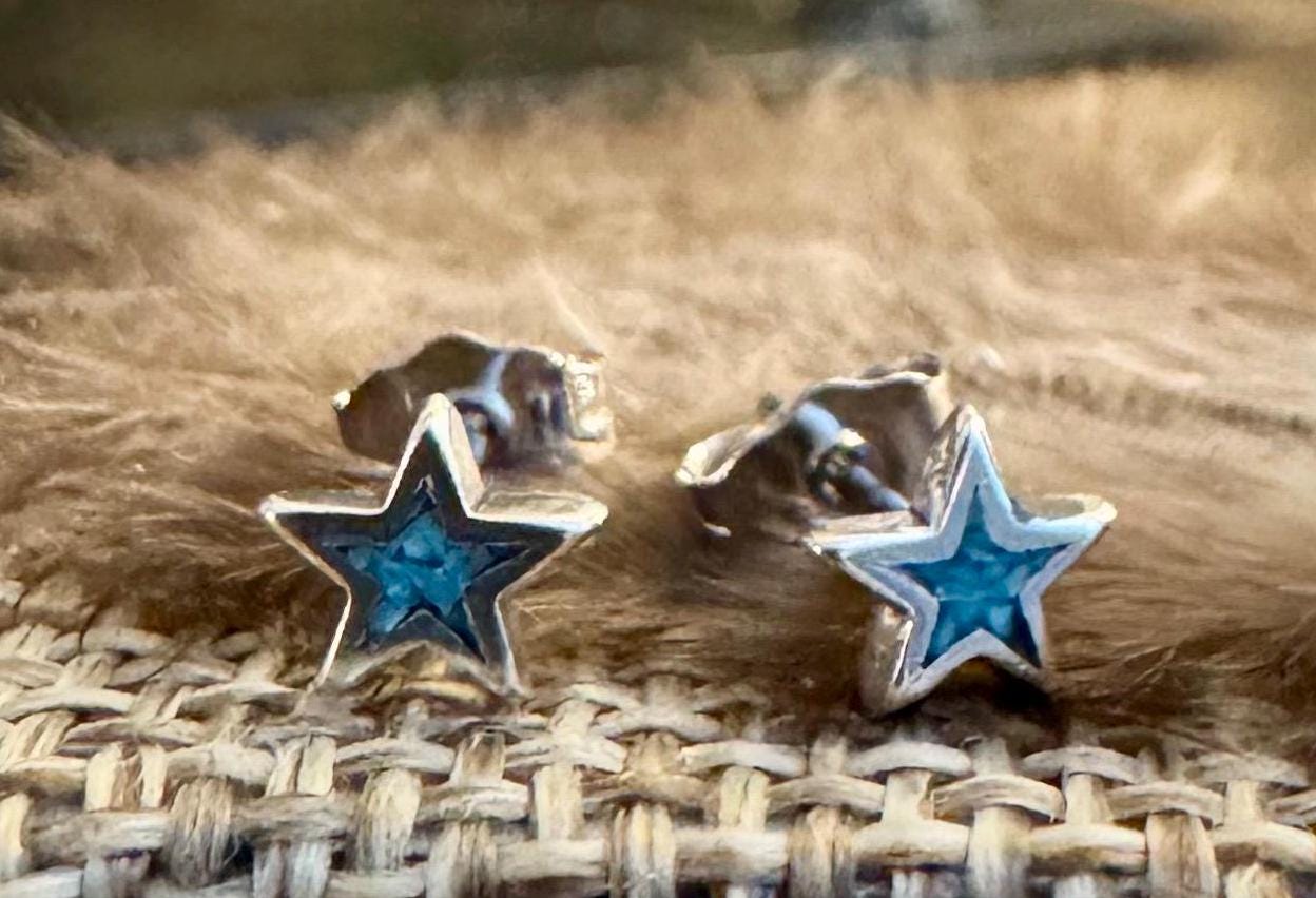 Turquoise star tiny sterling silver post earrings
