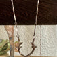 Sterling silver deer antler pendant / charm on dapped bar and link chain