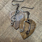 Guitar pick earrings / wood, sterling silver treble clef and note dangle