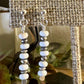 Navajo pearls with white turquoise dangle drop post earrings / tiny sterling silver drop earrings