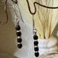 Navajo pearls with hematite and black onyx dangle drop earrings / tiny sterling silver drop earrings