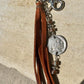 Leather purse tassel Indian head buffalo nickel keychain with Impression Jasper gemstone