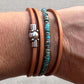 Turquoise Leather Wrap Bracelet, Sterling Silver Bracelet, Genuine Leather Gemstone Bracelet, Gift for Her