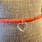Pink coral bracelet / sterling silver beaded gemstone bracelet