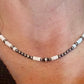 Navajo Pearl and White Turquoise Necklace, Sterling Silver Gemstone Beaded Necklace, Turquoise Choker, Authentic Navajo Pearl Necklace