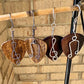 Guitar pick earrings / wood, sterling silver treble clef and note dangle