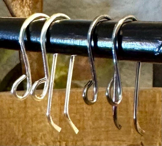 Legacy French 20g front hook sterling silver ear wires / handmade ear wires / shiny or oxidized polished