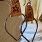 Leather earrings teardrop style earrings with etched burnt star design/ genuine suede leather earrings