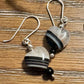 Black tuxedo agate gemstone / beaded heart shaped earrings