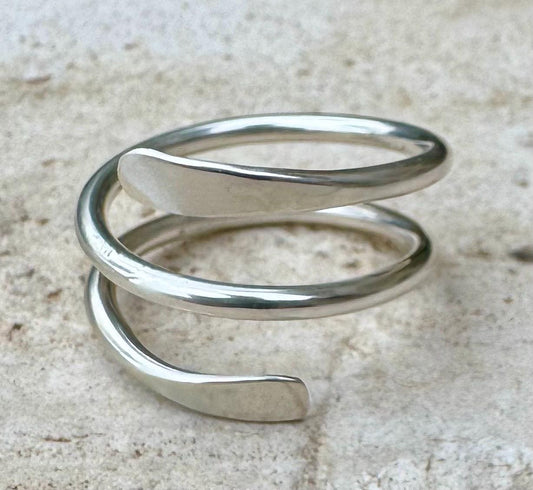 Double Coil Bypass Ring, Stylish Thumb Ring, Coil Ring, Modern Bypass Jewelry, Gift for Her, Unique Design