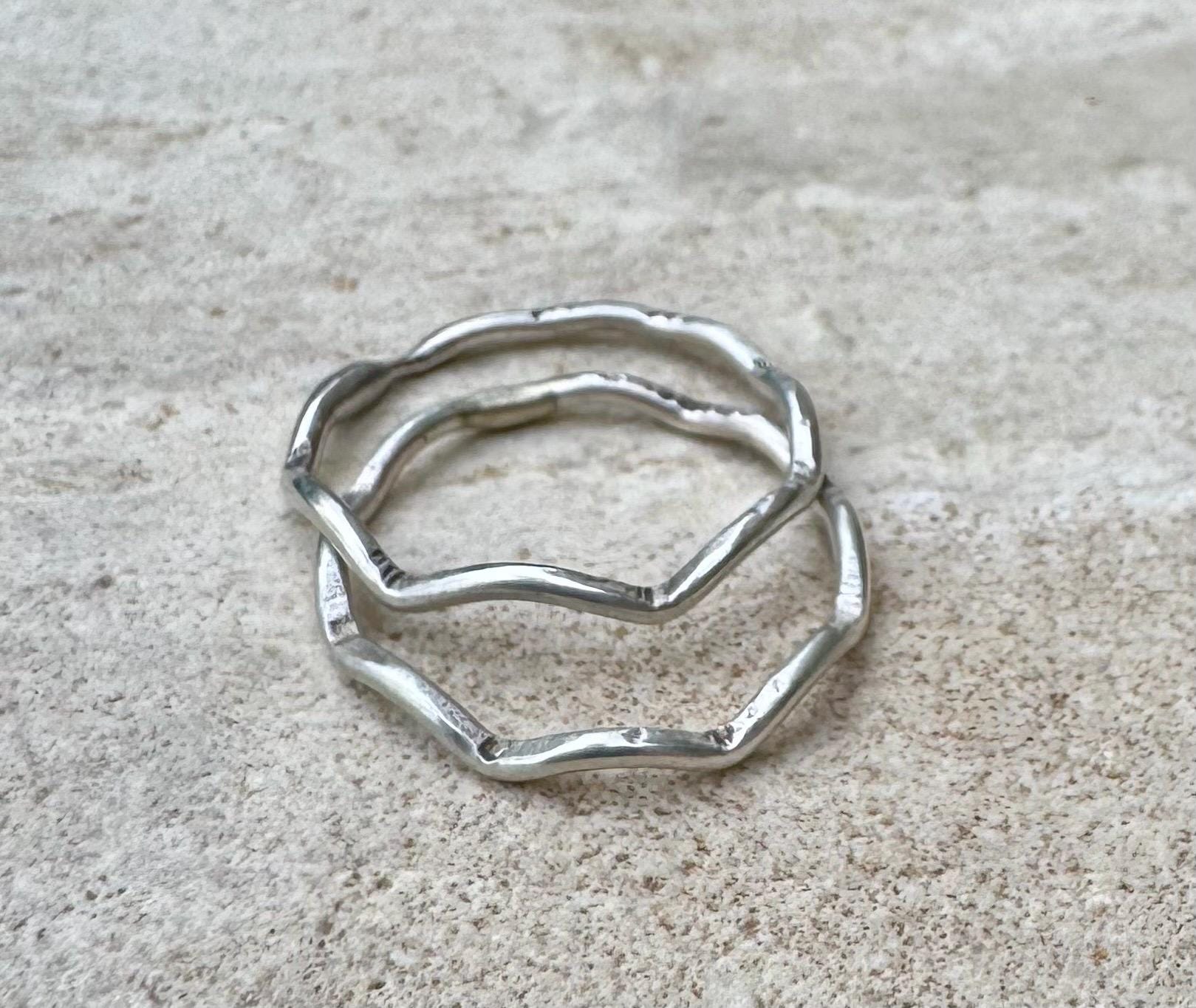 Wave sterling silver rings / wave ring / stacking rings