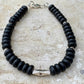 Black onyx sterling silver beaded / gemstone bracelet