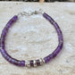 Amethyst Gemstone Beaded Bracelet, Sterling Silver Bracelet, Purple Jewelry, Gemstone Jewelry, Amethyst Jewelry, Gemstone Bracelet, Gift