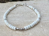 White turquoise sterling silver beaded / gemstone bracelet