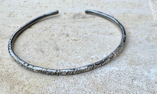 Hammered sterling silver cuff bracelet