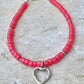 Pink coral bracelet / sterling silver beaded gemstone bracelet