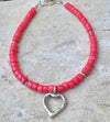 Pink coral bracelet / sterling silver beaded gemstone bracelet