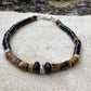 Tiger's eye, black onyx and sterling silver spacers bracelet / gemstone bracelet