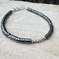Hematite Beaded Bracelet, Sterling Silver Gemstone Bracelet, Unisex Bracelet, His and Hers Gift, Minimalist Jewelry, Stacking Bracelet