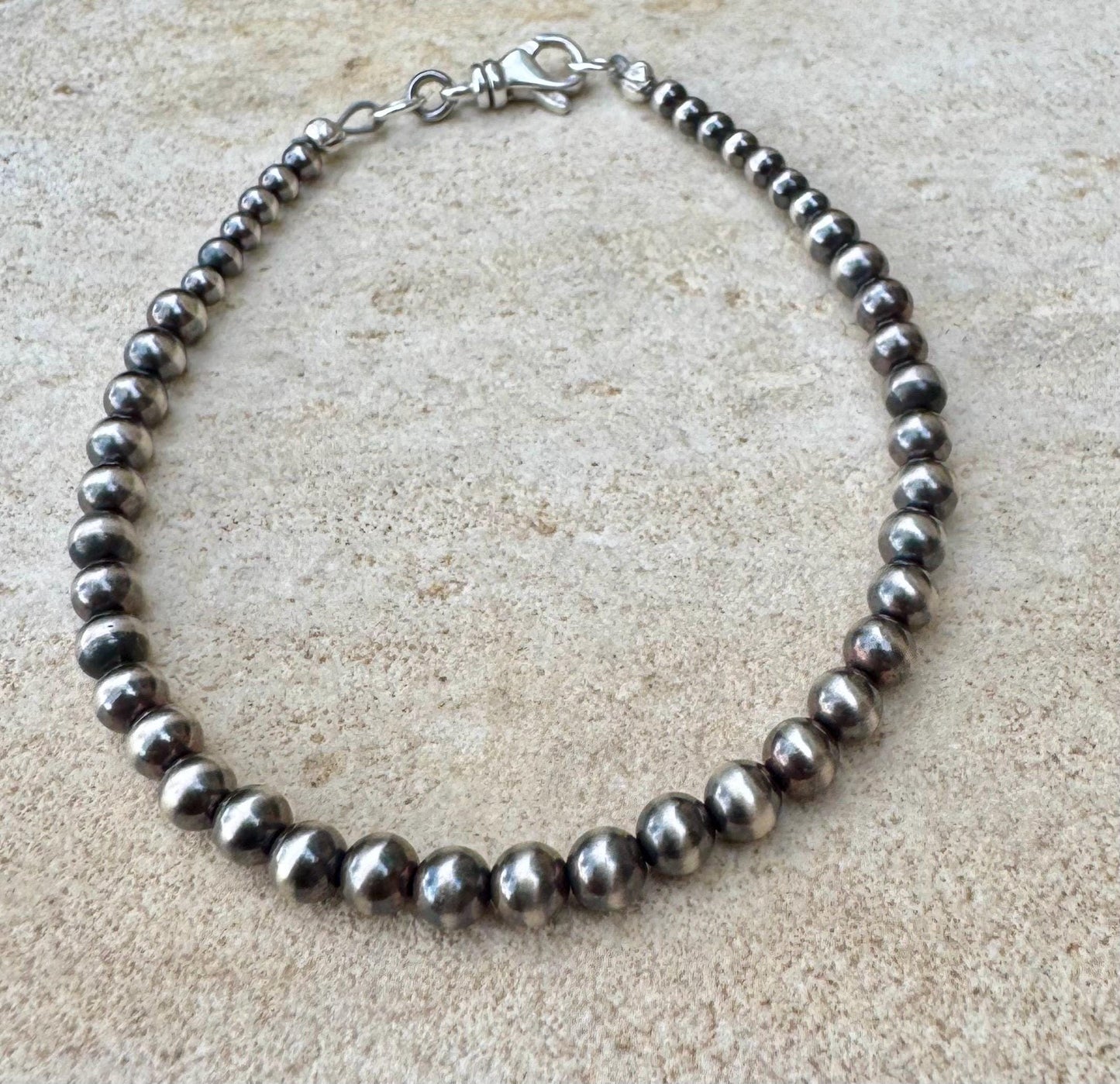 Sterling silver Navajo pearl bracelet / sterling silver beaded bracelet