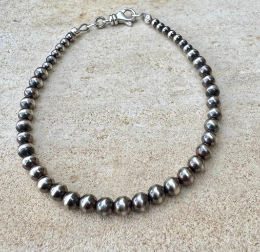 Sterling silver Navajo pearl bracelet / sterling silver beaded bracelet