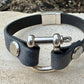 Genuine Leather Shackle Bracelet, Horse Clasp Magnet Closure, Leather Bracelet for Men, Equestrian Gift