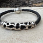 Braided leather bracelet with silver slider and magnet closure / wrap leather bracelet