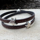 Leather wrap bracelet with silver star sliders and magnet closure