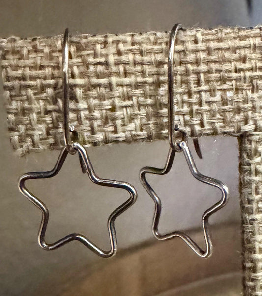 Sterling silver star charm dangle earrings