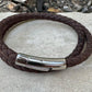 Braided leather wrap bracelet with bayonet closure/ double wrap genuine leather bracelet