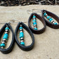 Navajo pearl and turquoise leather earrings teardrop style / leather earrings