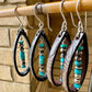 Navajo pearl and turquoise leather earrings teardrop style / leather earrings