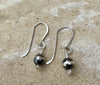 Dainty Navajo pearl drop / dangle sterling silver earrings