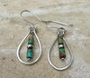Turquoise and Navajo Pearl Earrings, Teardrop Dangle Style, Sterling Silver, Turquoise Earrings, Gift for Her