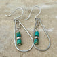 Turquoise and Navajo pearl dangle teardrop style, sterling silver heart chain earrings / turquoise earrings