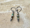 Sterling silver drop / dangle earrings with Navajo pearl and turquoise / turquoise earrings