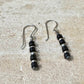 Navajo pearls with hematite and black onyx dangle drop earrings / tiny sterling silver drop earrings