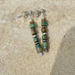Navajo pearls with turquoise dangle drop post earrings / tiny sterling silver drop earrings